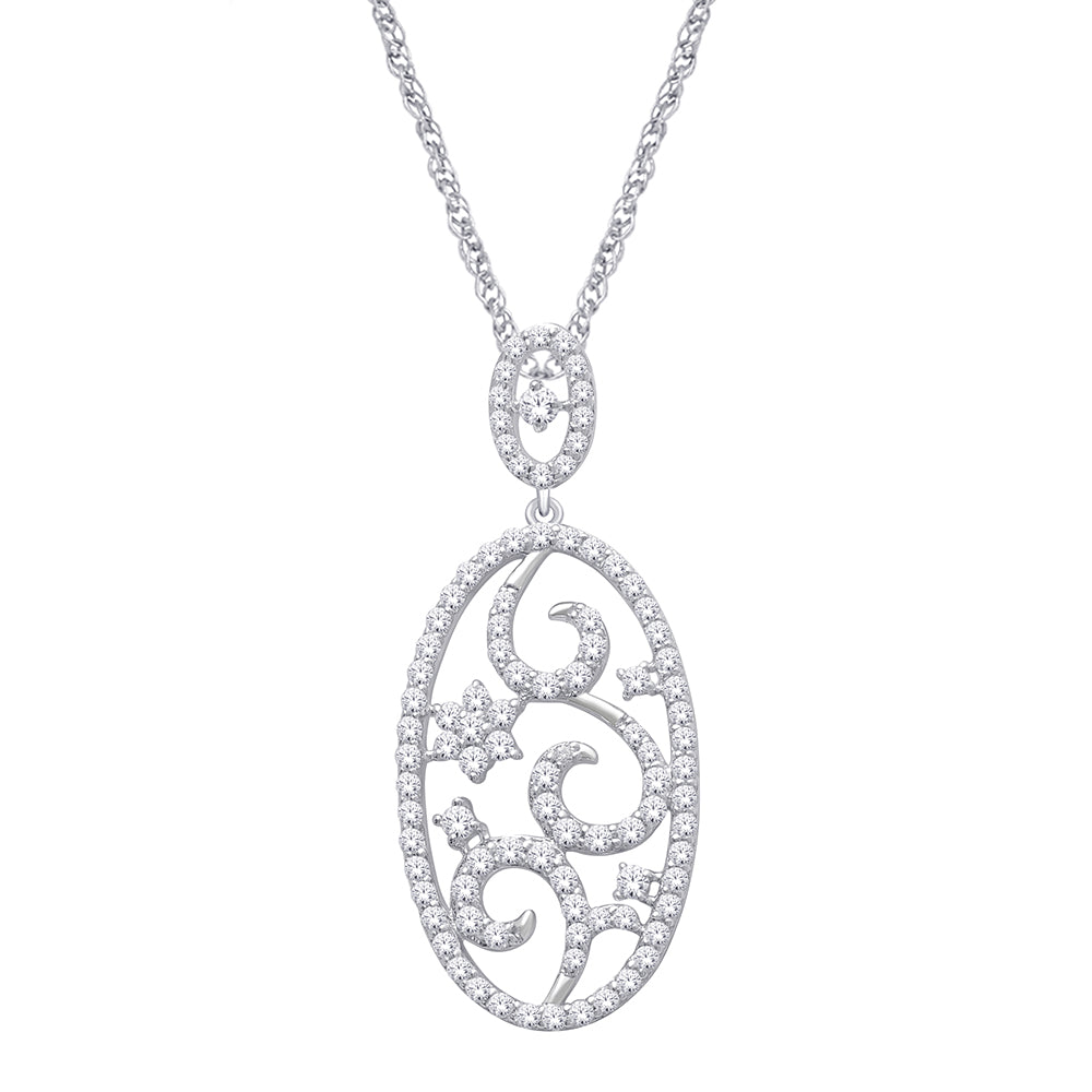 14K White Gold 3/4 ct.tw. Diamond Fashion Pendant