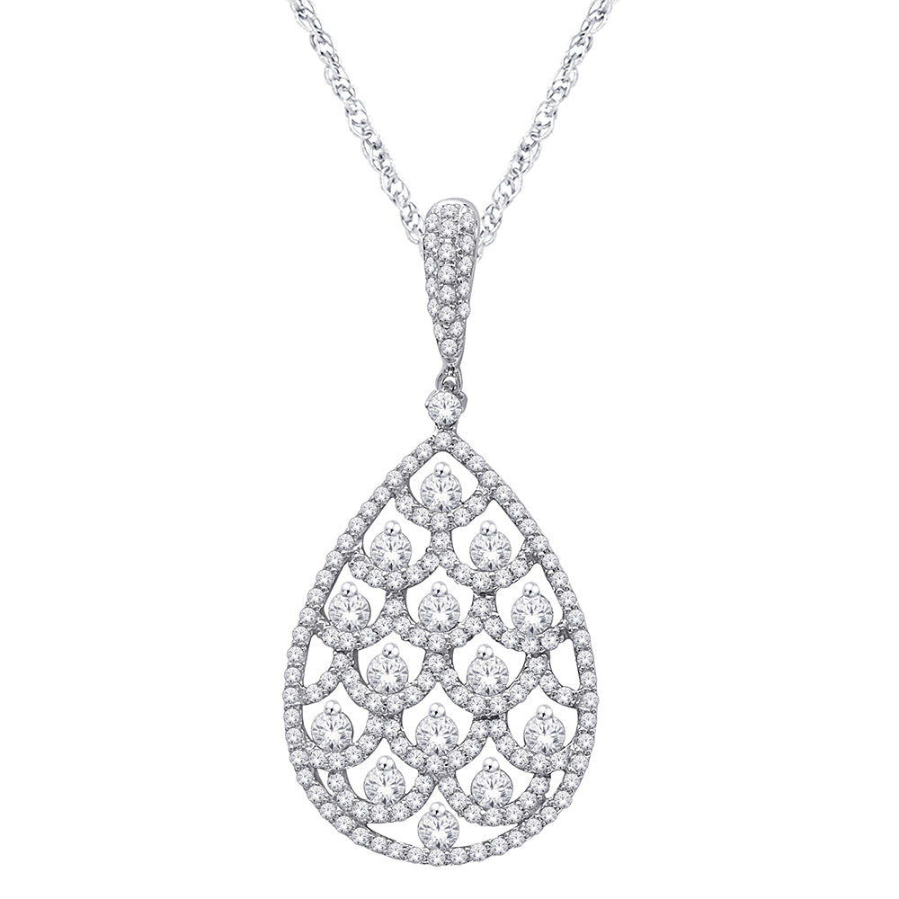 14K White Gold 1 1/2 ct.tw. Diamond Fashion Pendant