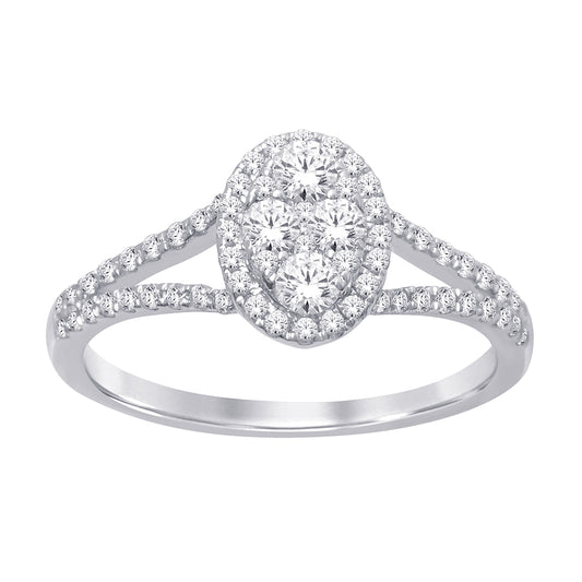 14K White Gold 3/5 ct.tw. Diamond Fashion Ring