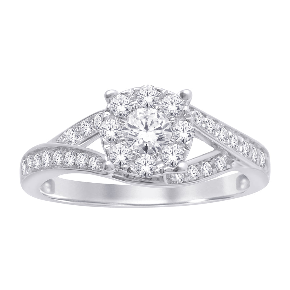 14K White Gold 3/4 ct.tw. Diamond Engagement Ring