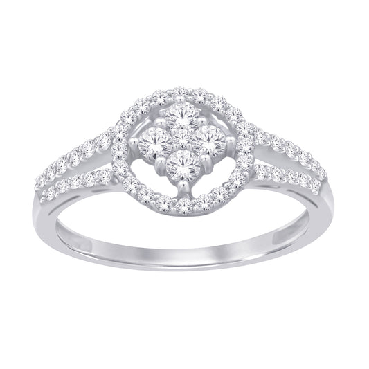 14K White Gold 1/2 ct.tw. Diamond Engagement Ring