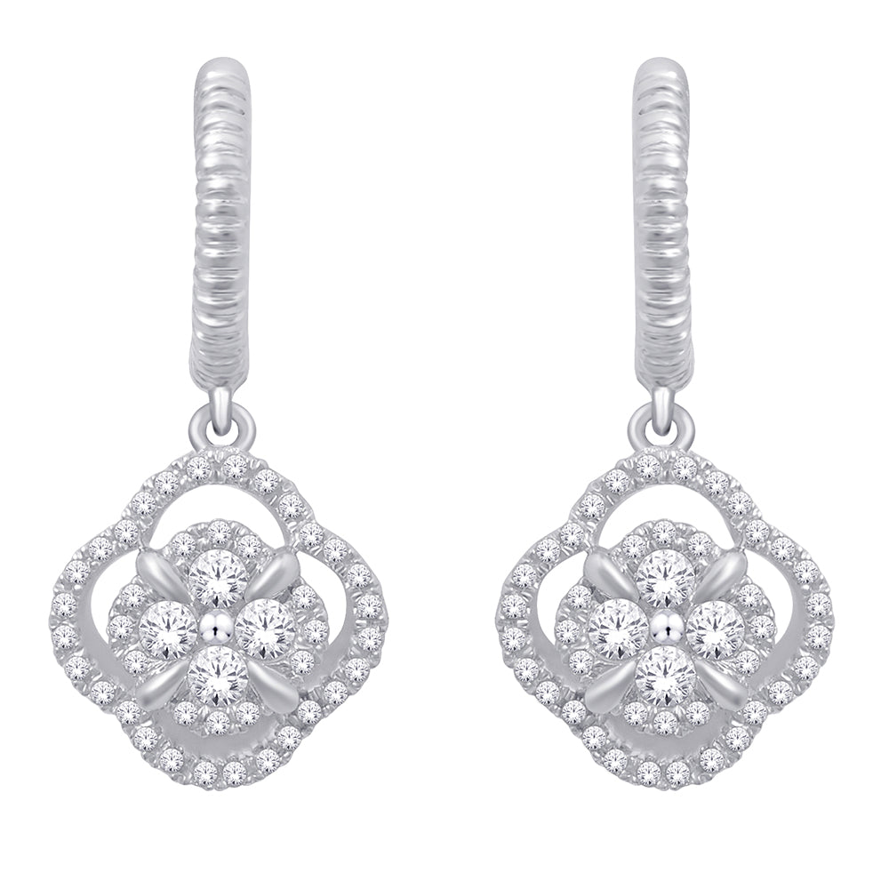 14K White Gold 1/2 ct.tw. Diamond Dangle Earrings