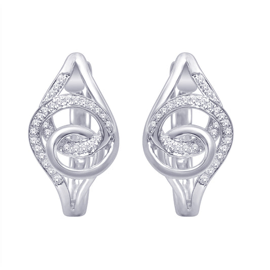 14K White Gold 1/10 ct.tw. Diamond Huggies Earrings