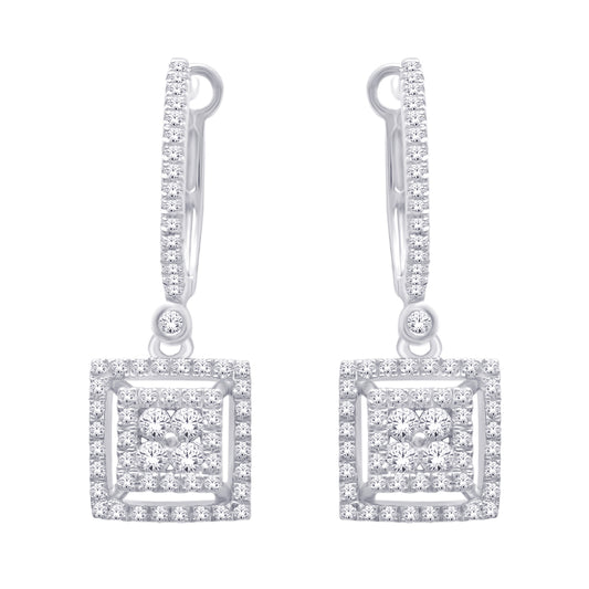 14K White Gold 1/2 ct.tw. Diamond Hoop Earrings