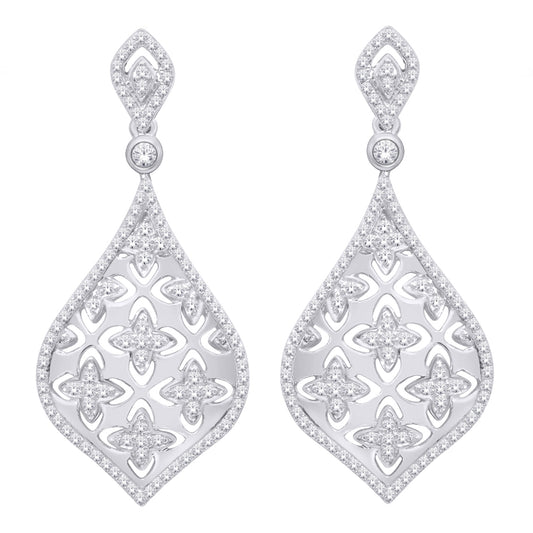14K White Gold 3/5 ct.tw. Diamond Dangle Earrings