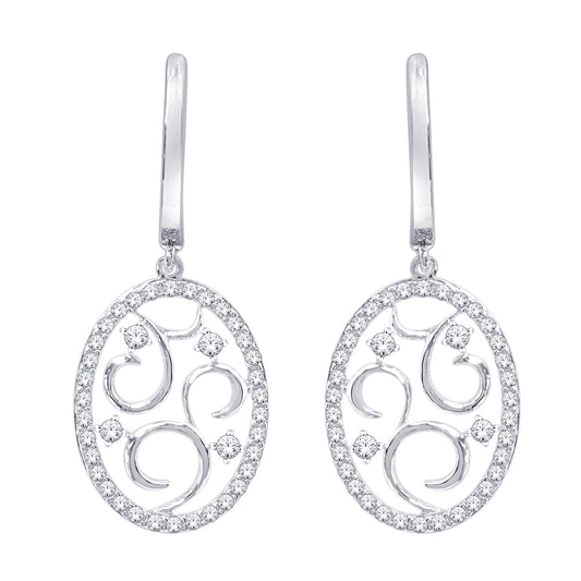 14K White Gold 1/2 ct.tw. Diamond Dangle Earrings