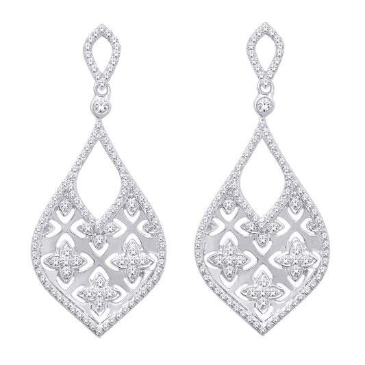 14K White Gold 5/8 ct.tw. Diamond Dangle Earrings