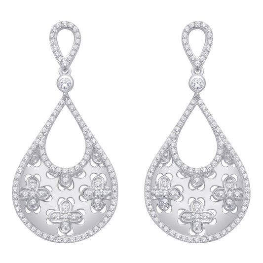 14K White Gold 7/10 ct.tw. Diamond Dangle Earrings
