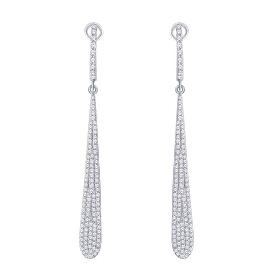 14K White Gold 3/4 ct.tw. Diamond Dangle Earrings