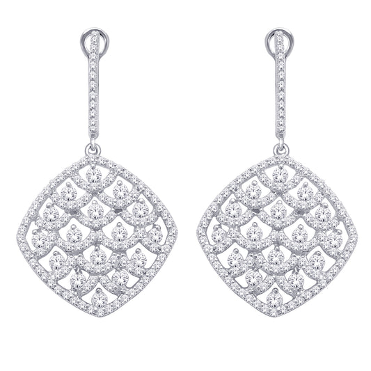 14K White Gold 2 ct.tw. Diamond Dangle Earrings