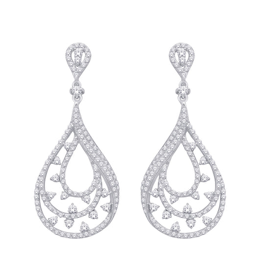 14K White Gold 1 1/2 ct.tw. Diamond Dangle Earrings