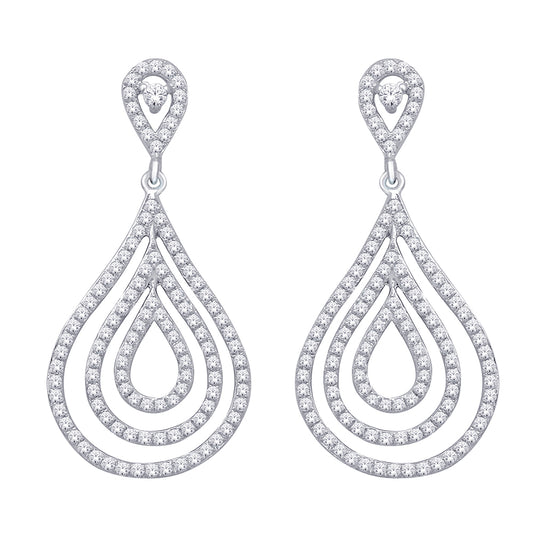 14K White Gold 9/10 ct.tw. Diamond Fashion Earrings