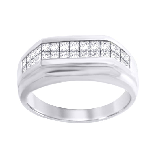 14K White Gold 4/5 CT Diamond Mens Ring