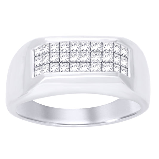 14K White Gold 4/5 CT Diamond Mens Ring