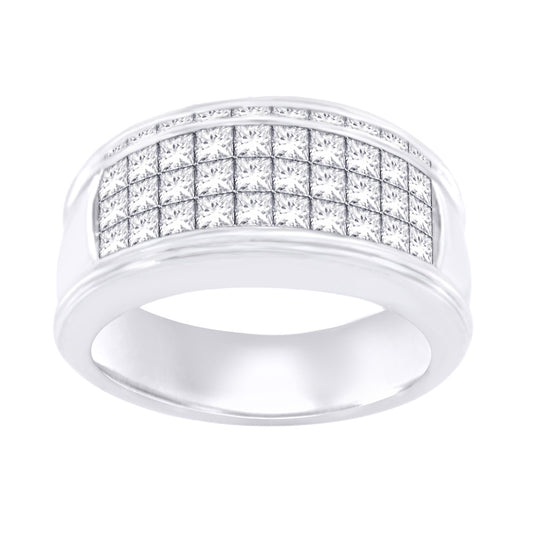 14K White Gold 2 1/20 CT Diamond Mens Ring