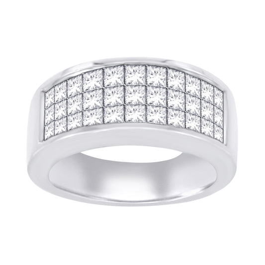 14K White Gold 2 1/4 CT Diamond Mens Ring