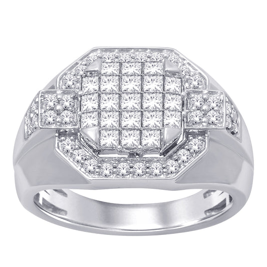 14K White Gold 1 1/2 ct.tw. Diamond Mens Ring