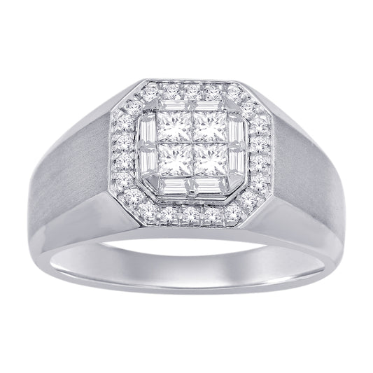 14K White Gold 3/4 ct.tw. Diamond Mens Ring