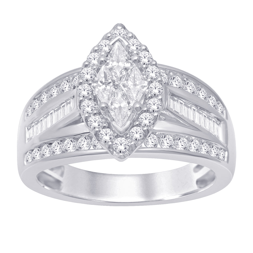 14K White Gold 1 1/4 ct.tw. DDiamond Fashion Ring