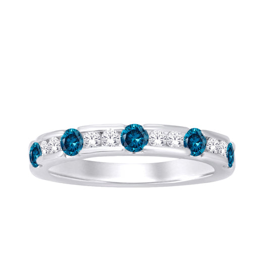 14K White Gold 3/4 ct.tw. Diamond Machine Band