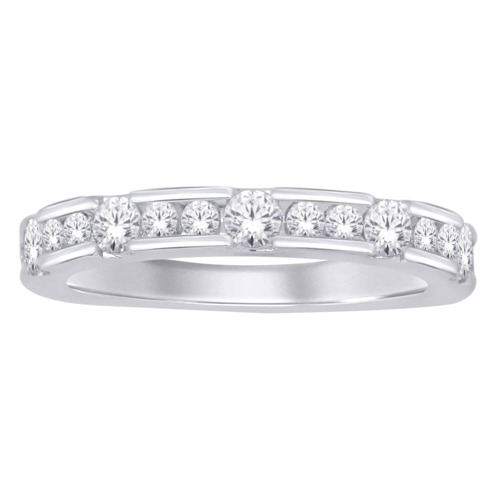 14K White Gold 3/4 ct.tw. Diamond Machine Band