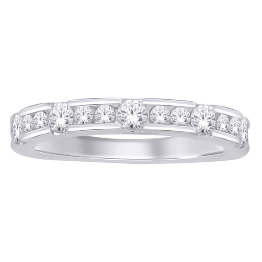 14K White Gold 3/4 ct.tw. Diamond Machine Band