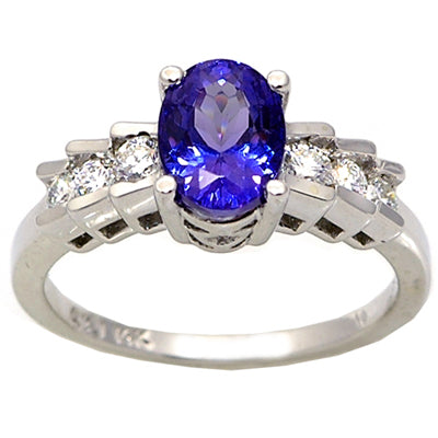 Gold TANZANITE and Diamond Ring