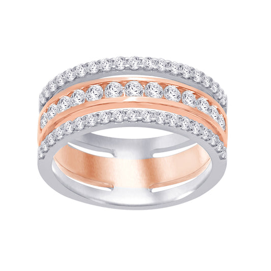 14K White Gold 1 ct.tw. Diamond Machine Band