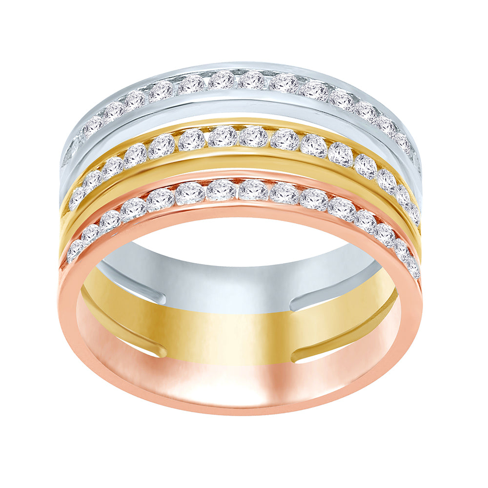 14K White Gold 3/4 ct.tw. Diamond Machine Band