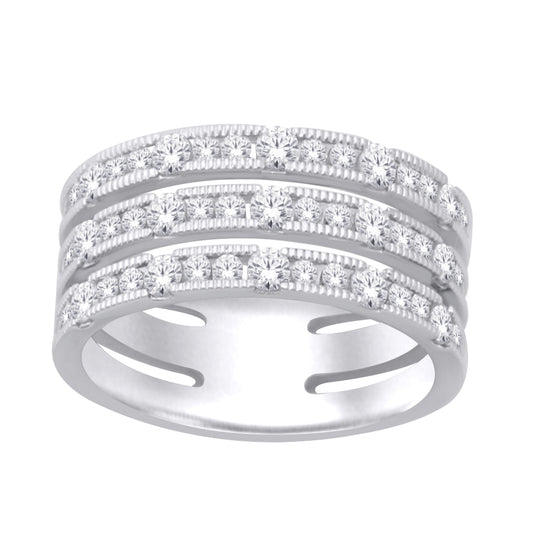 14K White Gold 1 ct.tw. Diamond Machine Band
