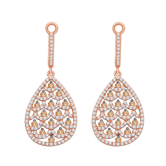 14K White Gold Rose Gold 1 5/8 Ct.tw. Diamond Fashion Earring