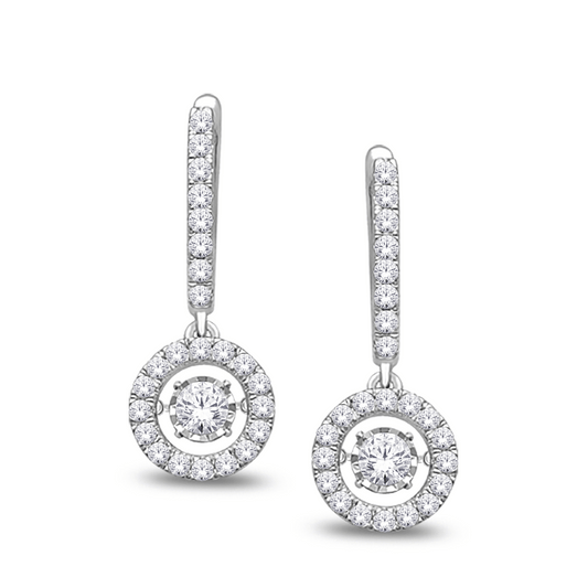 14K White Gold Dancing Diamond Earring