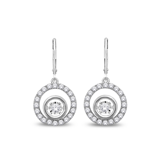 14K White Gold Dancing Diamond Earring