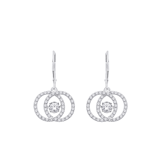 14K White Gold Dancing Diamond Earring