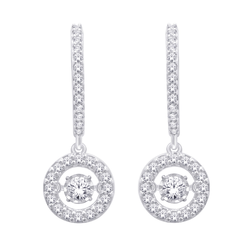 14K White Gold Dancing Diamond Earring