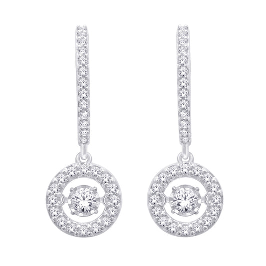 14K White Gold Dancing Diamond Earring