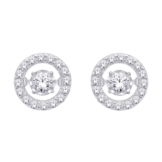 14K White Gold Dancing Diamond Earring