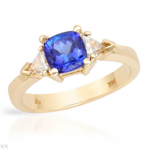 Gold TANZANITE and Diamond Ring