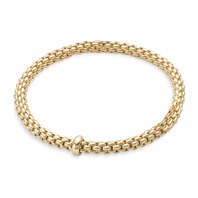 Fope Flex'it Solo 18ct Yellow Gold Bracelet With Yellow Gold Plain Rondel