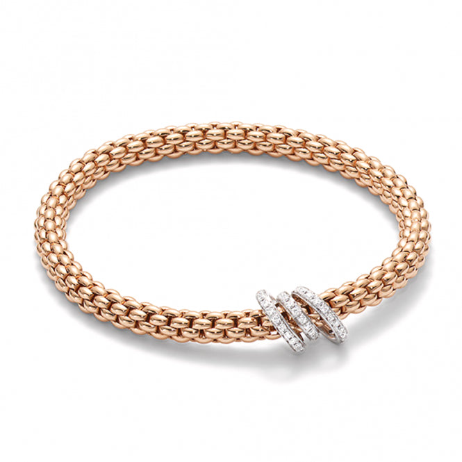 Fope SOLO 18ct Rose Gold Bracelet with Diamond Set Rondels