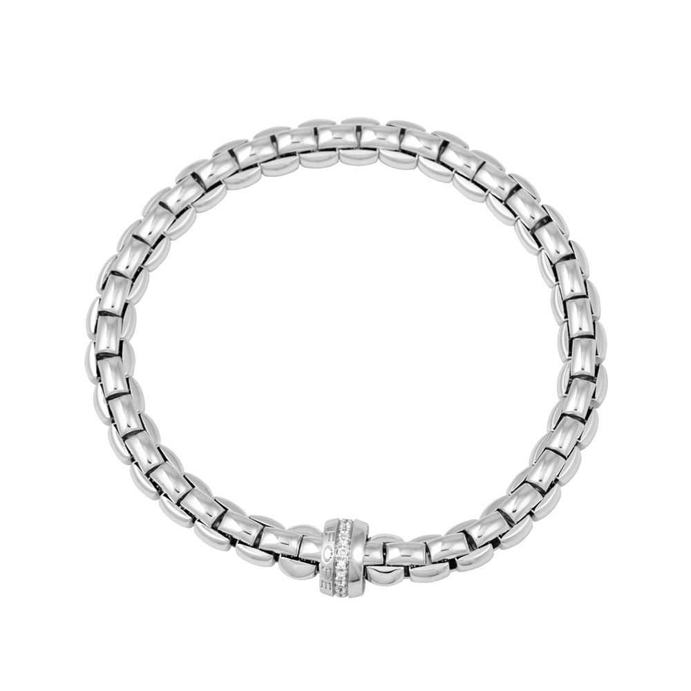 Fope Flex'it Eka 18ct White Gold Bracelet With Diamond Set Rondel
