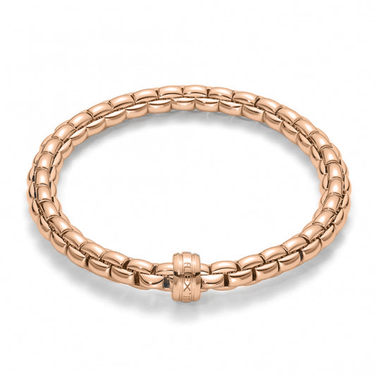 Fope Flex'it Eka 18ct Rose Gold Bracelet With 18ct Rose Gold Plain Rondel