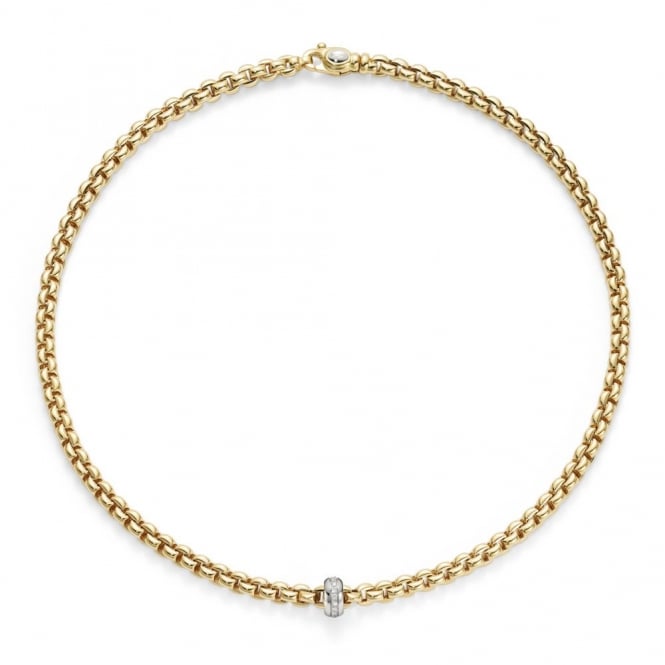 Fope Flex'it Olly 18ct Yellow Gold Necklace With Diamond Set Rondel