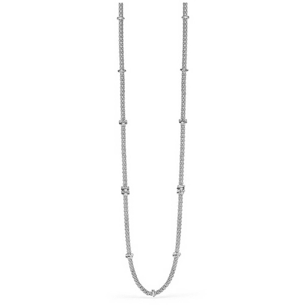 Fope Fope Prima 18ct White Gold 90cm Necklace With Diamond Rondels ...