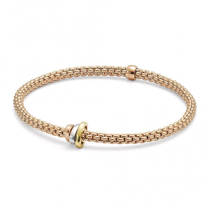 Fope Prima 18ct Rose Gold Flex It Bracelet With Three Colour Rondels