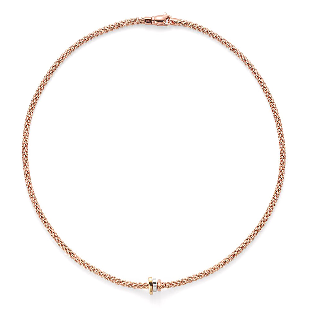 Fope 18ct Rose Gold Prima Necklace With Three Colour Rondels