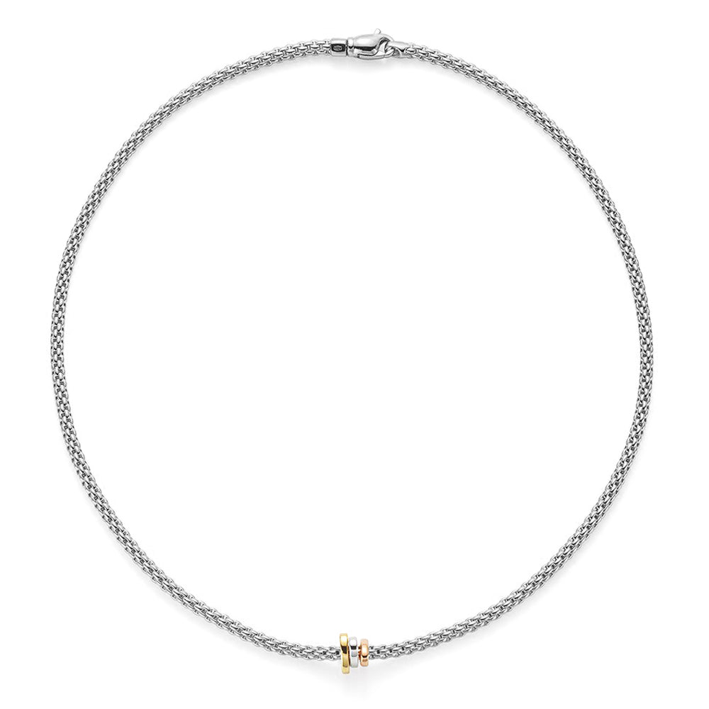 Fope Prima 18ct White Gold Necklet With Three Colour Rondels