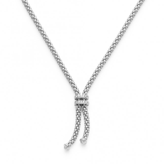 Fope Maori 18ct White Gold Necklace With Diamond Set Rondels