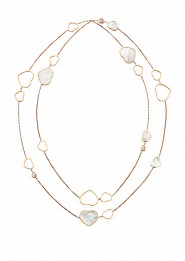HAPPY HEARTS SAUTOIR NECKLACE18K ROSE GOLD, DIAMONDS AND MOTHER-OF-PEARL