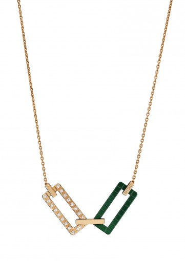RIHANNA LOVES CHOPARD NECKLACE
 18K ETHICALLY-CERTIFIED "FAIRMINED" ROSE GOLD, DIAMONDS AND GREEN CERAMIC